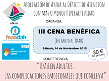 Jornada Semana Europea del TDAH y III Cena Benéfica en apoyo al TDAH. Murcia